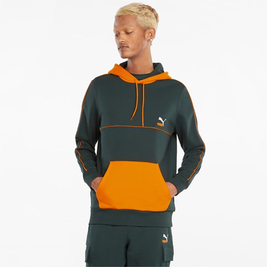 Green Gables Puma CLSX Piped Regular Men's Hoodie | 1685GIYTS