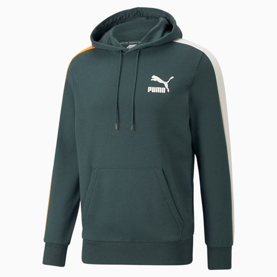 Green Gables Puma Iconic T7 Men's Hoodie | 7492HZYAE