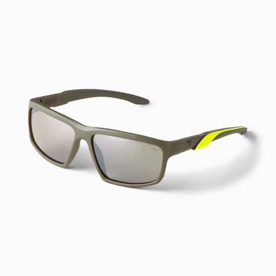 Green / Green / Brown Puma Spark Men's Sunglasses | 0362QPEIV