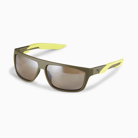 Green / Green / Brown Puma Storm Hunt Men's Sunglasses | 2953CBAZK