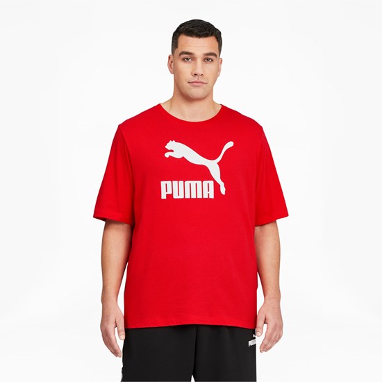 High Risk Red / White Puma Classics Logo BT Men's Tee | 6503EQAUZ