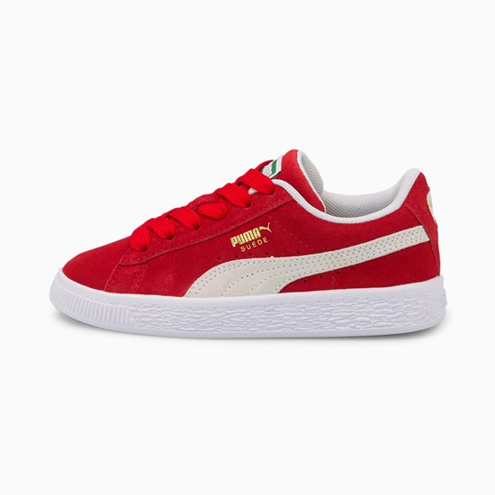 High Risk Red / White Puma Suede Classic XXI Little Girls' Sneakers | 2541WSOHN