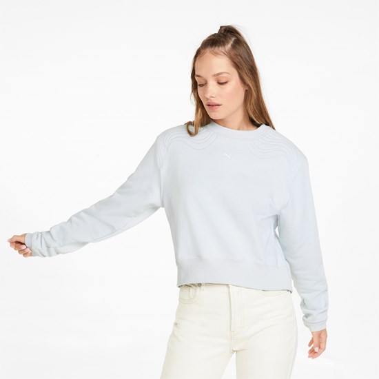 Ice Flow Puma Snow Tiger Boxy Crew Neck Women's Sweater | 9670XUKQR