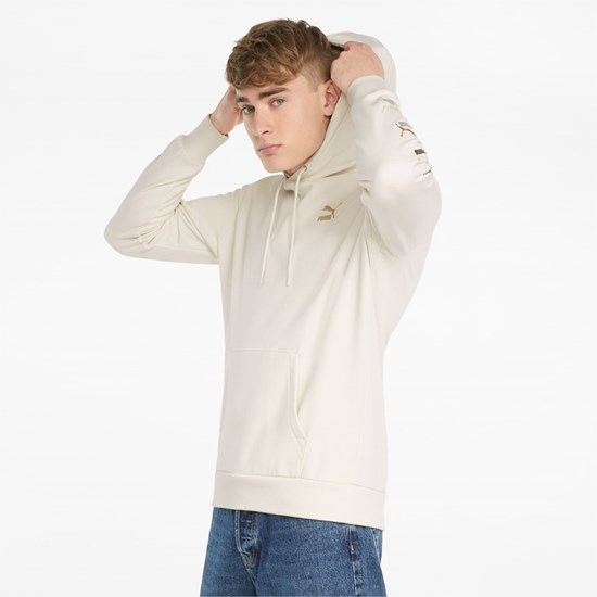 Ivory Glow Puma CG Graphic French Terry Men's Hoodie | 3614JICYF