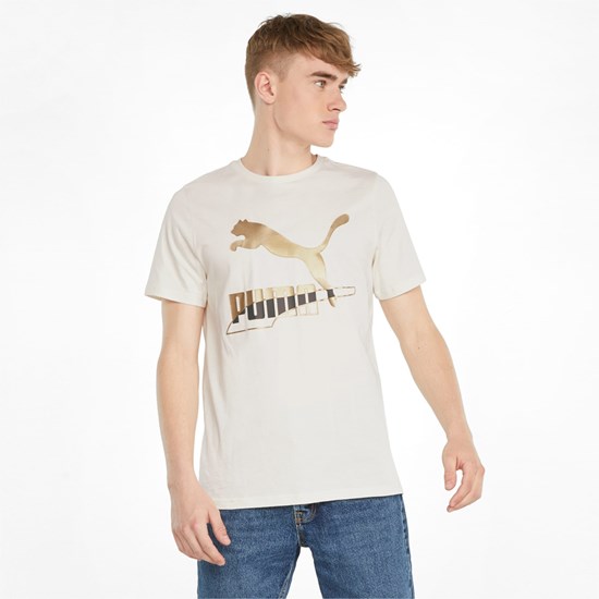 Ivory Glow Puma Classics Graphics Men's Tee | 0176SGVRO