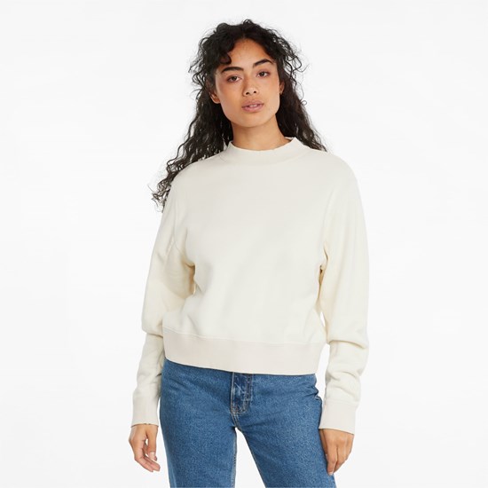 Ivory Glow Puma Infuse Crew Neck Women's Sweater | 4167FZATR