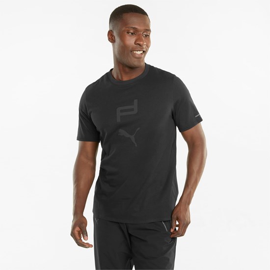 Jet Black Puma Porsche Design Graphic Men's Tee | 7493URCJT