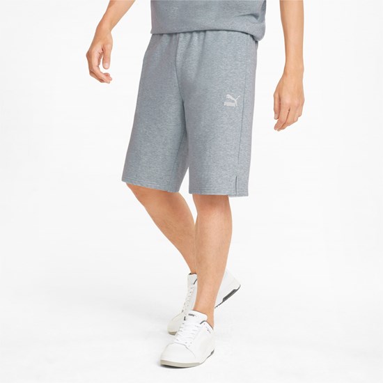 Light Gray Heather Puma Classics Longline Men's Shorts | 2960AGEYR