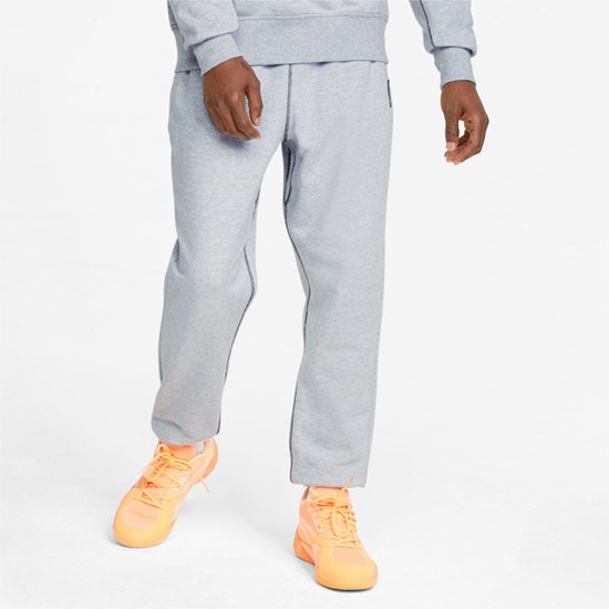 Light Gray Heather Puma Pivot EMB Basketball Men's Sweatpants | 5874GBTEU