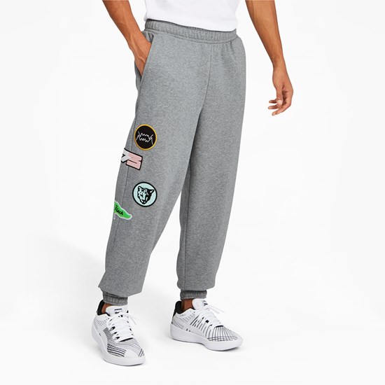 Medium Gray Heather / Medium Gray Heather Puma Combine Basketball Men's Pants | 9632ELCBO