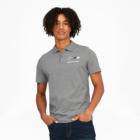 Medium Gray Heather Puma BMW M Motorsport Essentials Men's Polo Shirt | 1423QDPHB