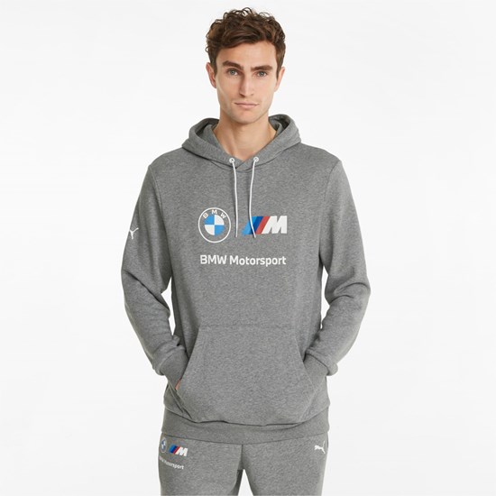 Medium Gray Heather Puma BMW M Motorsport Essentials Training Men's Hoodie | 1984SQHBT