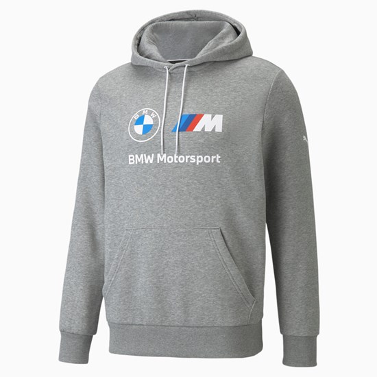 Medium Gray Heather Puma BMW M Motorsport Essentials Fleece Men's Hoodie | 3051VWLCK