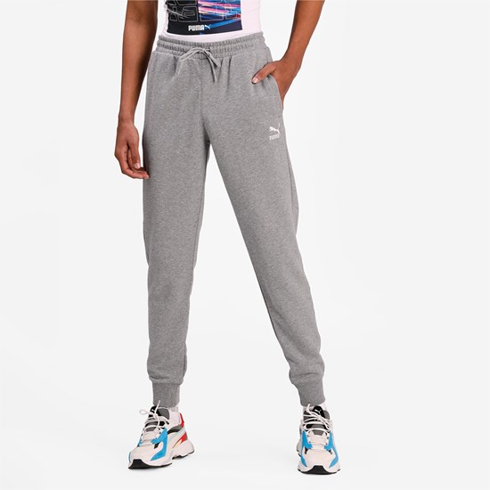 Medium Gray Heather Puma Classics Cuffed Men's Sweatpants | 4370AYGBM