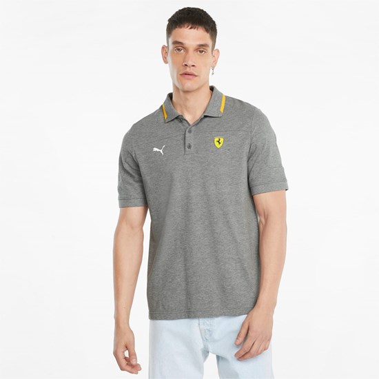 Medium Gray Heather Puma Scuderia Ferrari Race Men's Polo Shirt | 8091BKPEG