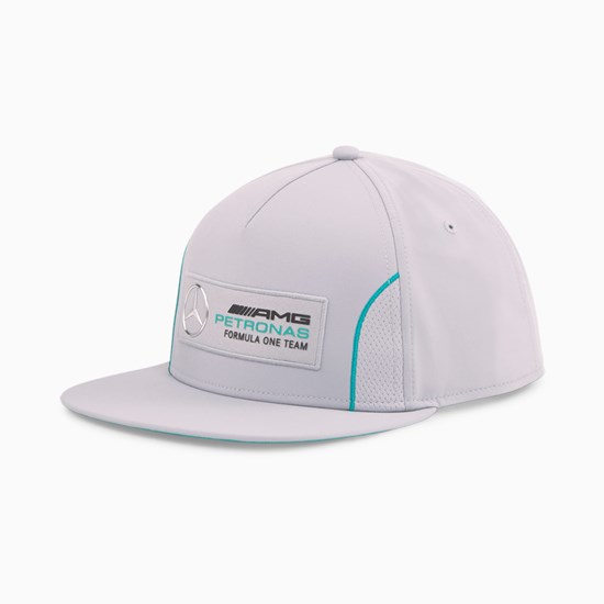 Mercedes Team Silver Puma Mercedes F1 Flat Brim Men's Cap | 7823YZTCB