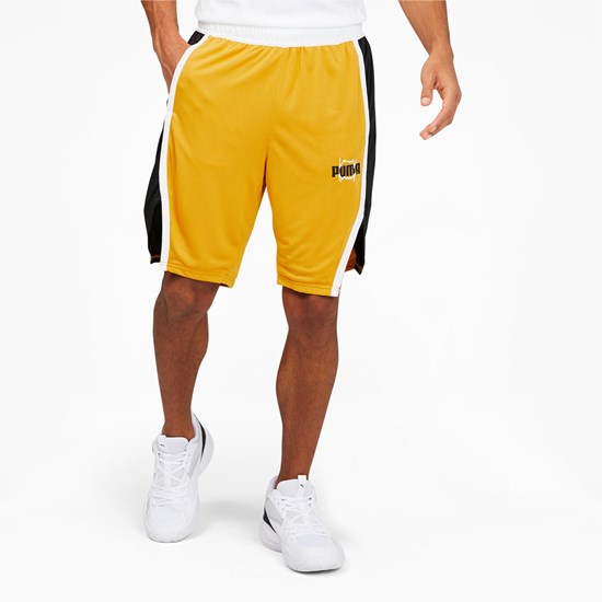 Mineral Yellow Puma Curl Basketball Men's Shorts | 1084LGJKZ