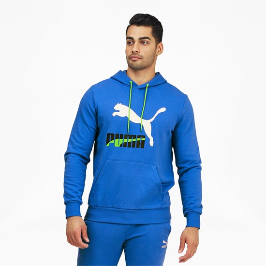 Nebulas Blue Puma Dazed Classics Logo Men's Hoodie | 6543RSKZT