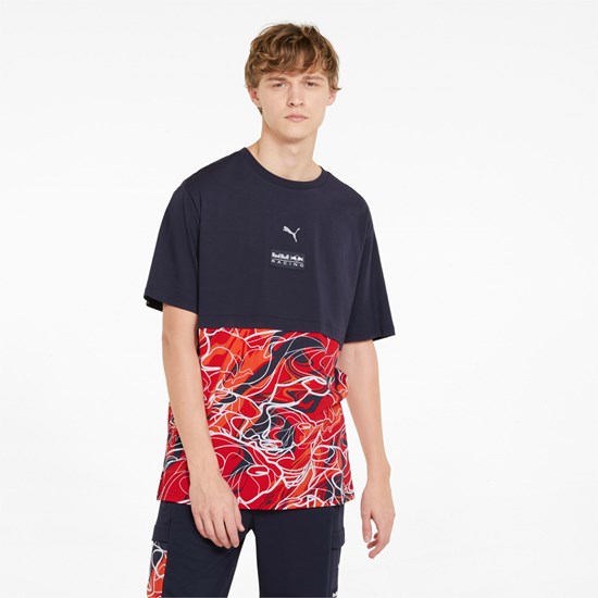 Night Sky Puma Red Bull Racing Printed Men's Tee | 5291VZIQC