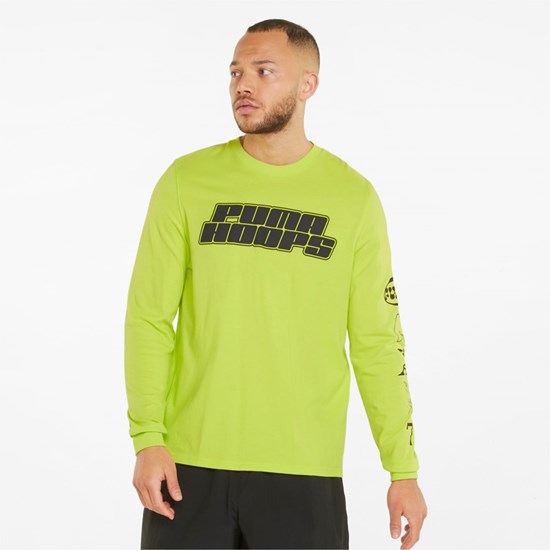 Nrgy Yellow Puma Qualifier Long Sleeve Basketball Men's Tee | 2403GSZQL