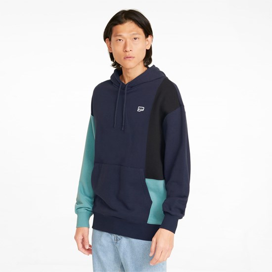 Parisian Night Puma Downtown Colorblocked Men's Hoodie | 3785XJZSB