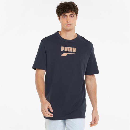 Parisian Night Puma Downtown Logo Crew Neck Men's Tee | 1038PBSWX