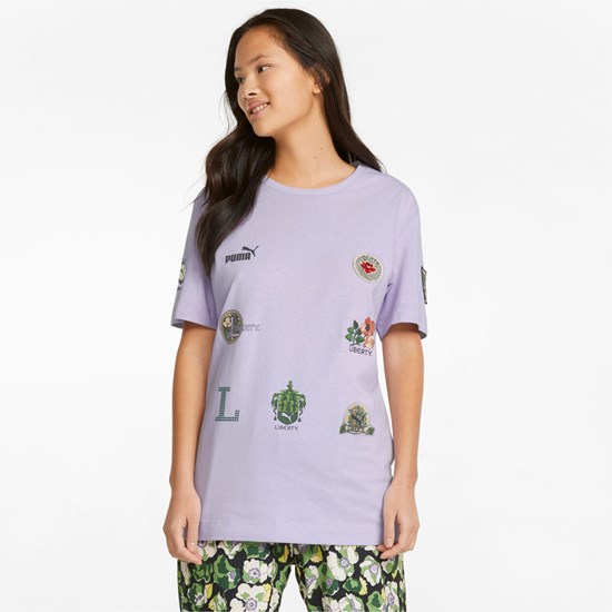 Pastel Lilac Puma PUMA x LIBERTY Badge Women's Tee | 7961AXUWN