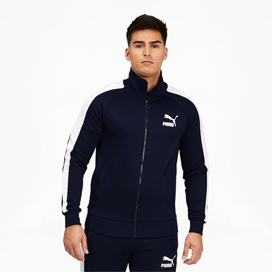 Peacoat Puma Iconic T7 Track Men's Jacket | 9425JGUNQ