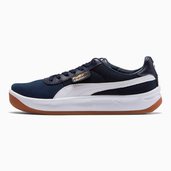 Peacoat / White / Team Gold Puma California Casual Men's Sneakers | 0639SKWNG