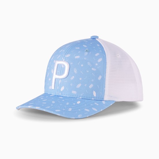 Placid Blue / Bright White Puma Snack Shack P 110 Trucker Snapback Men's Snapback | 8563LTSQE