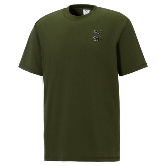 Rifle Green Puma PUMA x MAISON KITSUNE Men's Tee | 8654WJVAK