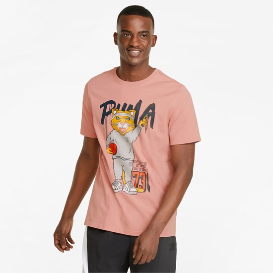 Rosette Puma Dylan Short Sleeve Basketball Men's Tee | 7340AEKOD