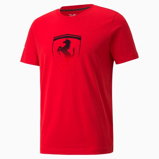 Rosso Corsa Puma Scuderia Ferrari Race Big Shield Men's Tee | 6134FJTAM