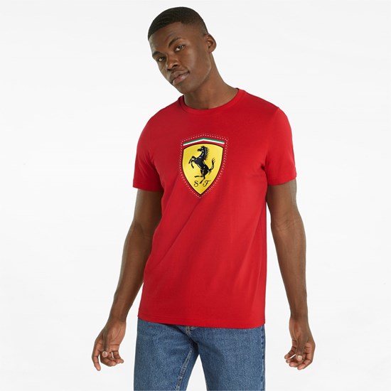 Rosso Corsa Puma Scuderia Ferrari Race Color Shield Men's Tee | 3714GTFVW