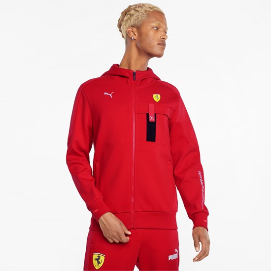 Rosso Corsa Puma Scuderia Ferrari Race Hooded Sweat Men's Jacket | 2764EMLVQ