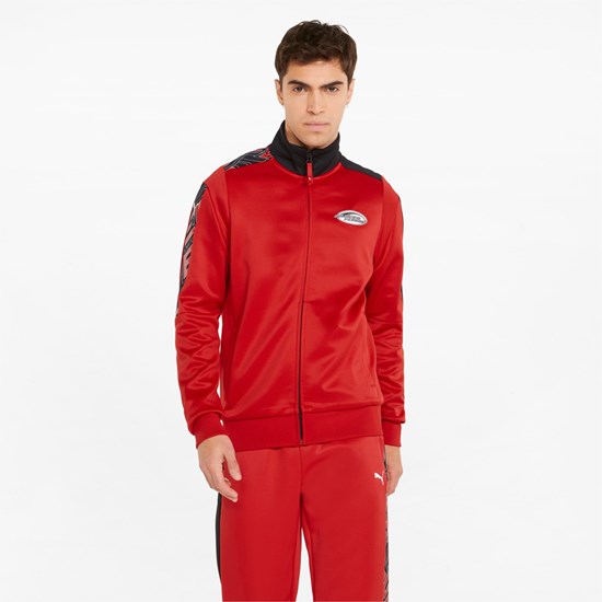 Rosso Corsa Puma Scuderia Ferrari Race T7 Track Men's Jacket | 3921FXAHR