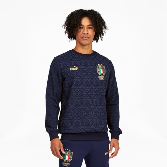 Spellbound / Peacoat Puma FIGC Graphic Winner Soccer Men's Sweatshirt | 2395MPKCG