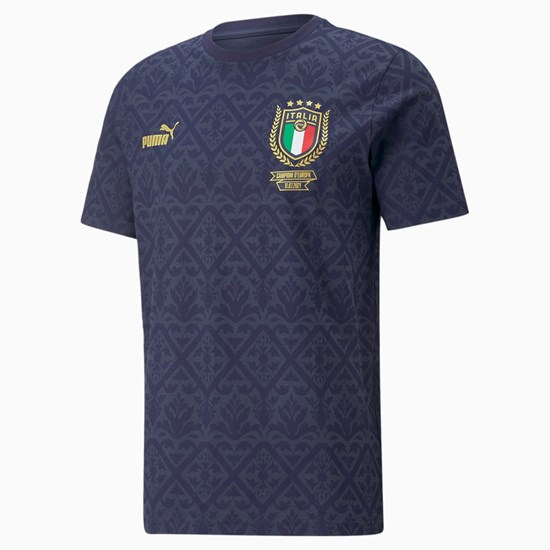 Spellbound / Peacoat Puma FIGC Graphic Winner Soccer Men's Tee | 4691MOZUI