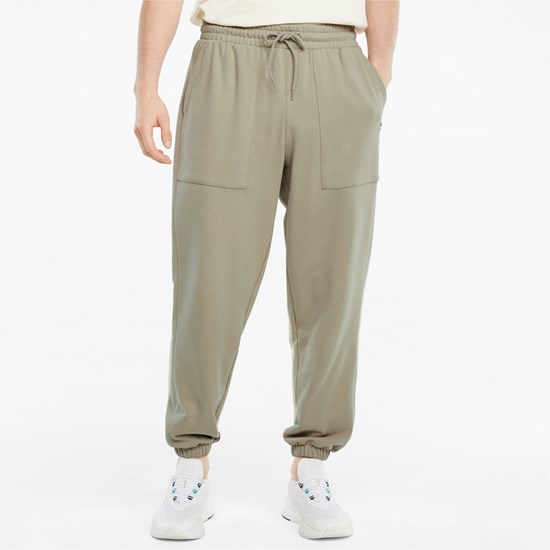 Spray Green Puma Downtown French Terry Men's Sweatpants | 3275LUZYA