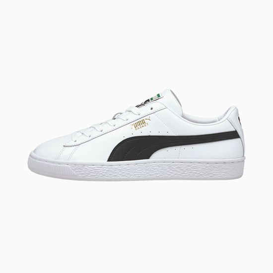 White / Black Puma Basket Classic XXI Men's Sneakers | 0756ASQCO