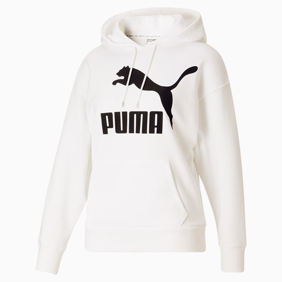 White Black Puma Classics Logo Women's Hoodie | 6819QDIVR