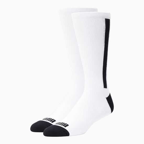 White / Black Puma Crew Stripe [2 Pack] Men's Socks | 5914ORWEV