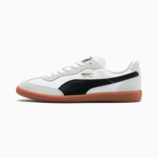 White / Black / Team Gold Puma Super Liga OG Retro Men's Sneakers | 8702RMLPE