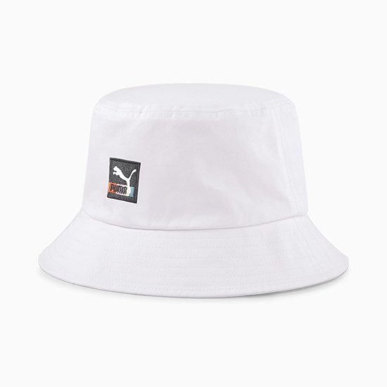 White / Denim Puma Bucket Women's Hat | 1895TRGQN