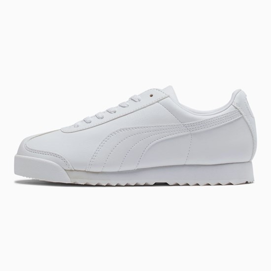 White / Light Gray Puma Roma Basic JR Boys' Sneakers | 5847HBIPY