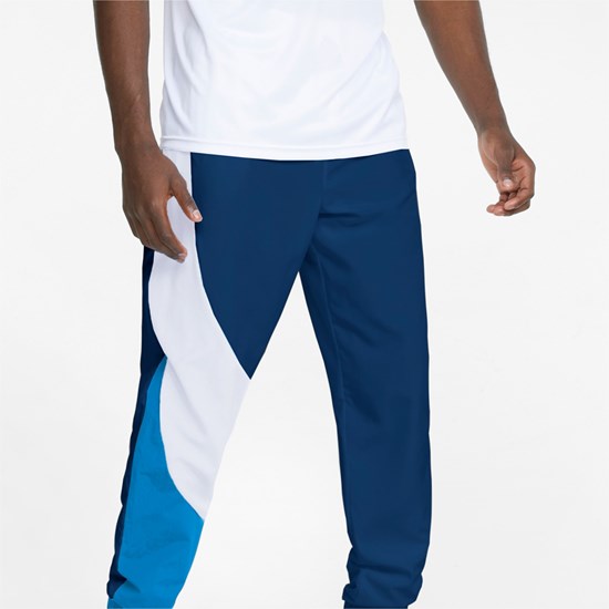 White / Ocean Dive Puma Clyde Basketball Men's Pants | 3825GJKFO