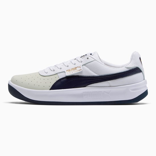 White / Peacoat / White Puma California Casual Men's Sneakers | 6251ONIUL