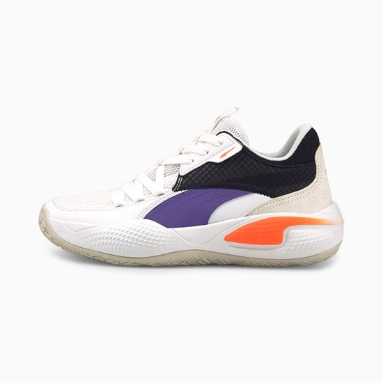 White / Prism Violet Puma Court Rider I JR Boys' Basketball Shoes | 9526CLKGE