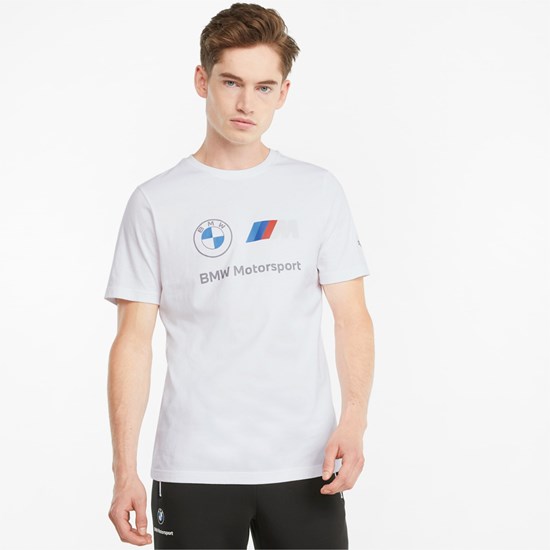 White Puma BMW M Motorsport Essentials Logo Men's Tee | 3602NORFZ