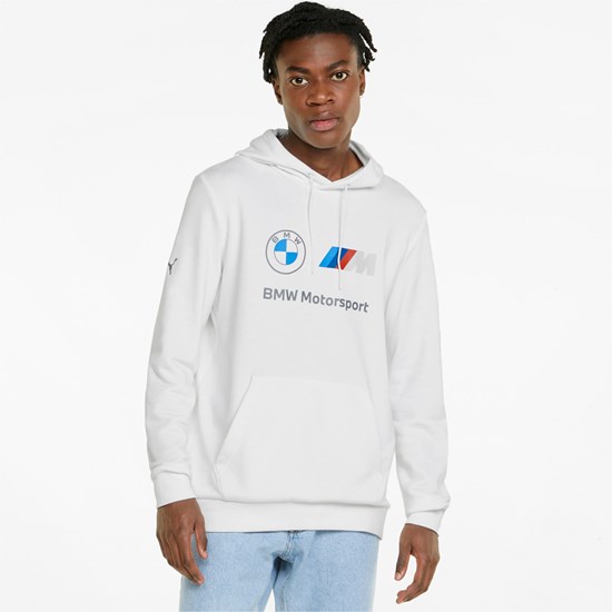 White Puma BMW M Motorsport Essentials Training Men's Hoodie | 1602UXNOI